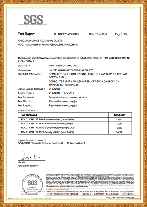 Certificato FDA